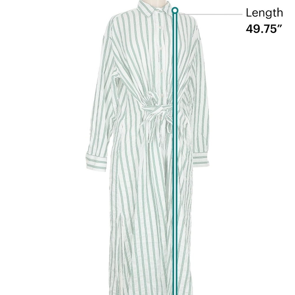 COPY - Striped Long Sleeved Green and White Tie Maxi Dress - Picture 6 of 10